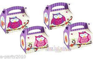 4 Owl Blossom Favor Boxes Birthday Party Supplies Goody Baby Shower 1st
