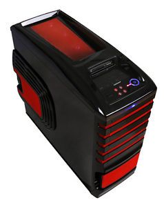 Black Red Sentey Burton Full Tower Gaming Computer Case GS 6500R
