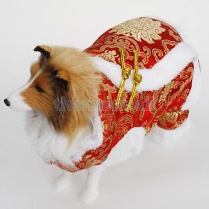 Pet Dog Chinese Tang Dress Suit Coat Apparel New Year Party Costume s M L XL