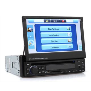 1 DIN Head Unit 7" HD LCD Touchscreen Car GPS DVD FM Player Radio Bluetooth iPod
