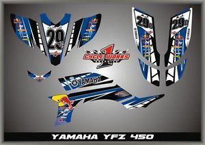 Retro YFZ450 YFZ 450 Yamaha Graphics Semi Custom Graphic Kit Pegantinas Blue
