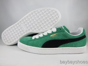 Puma Suede Classic Eco  Green Black White Skate Fat Laces Mens All Sizes