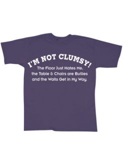 New I'M not Clumsy The Floor Just Hates Me Funny Novelty Purple T Shirt
