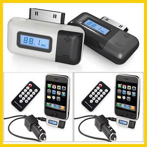 LCD FM Transmitter with Hands Free Remote Control Car Charger for iPhone 4 iPod