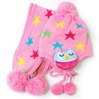 Baby Toddler Kids Girls and Boys Winter Knitted Crochet Owl Hat Caps Scarf Sets