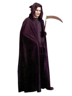 Hooded Cape Black Death Grim Reaper Devil Evil Villain Halloween Fancy Dress