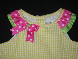 New "Yellow Pink Butterflies" Gingham Dress 18M Girls Baby Summer Clothes