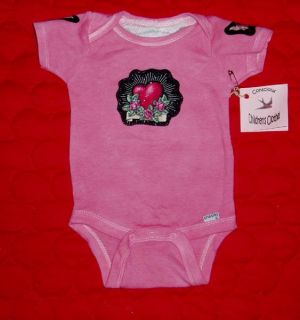 New Rockabilly Pink Heart Skull Punk Tattoo Kids Baby Clothes Bodysuit Top Shirt