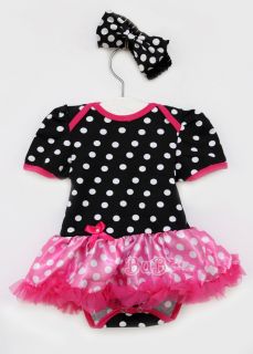 2pcs Newborn Baby Girl Infant Polka Dot Headband Romper Clothes Tutu Outfit 6 9M