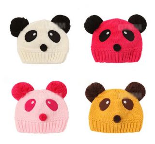 Lovely Baby Girls Boys Panda Hats Cartoon Sweater Caps Toddlers Children Clothes