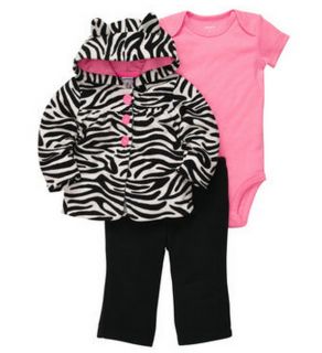 Carters Baby Girl Clothes 3 Piece Set Black White Pink 3 6 9 12 18 24 Months