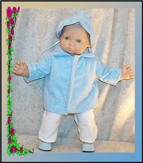 Doll Clothes Baby 14" 15 16 inch Fit Bitty Coat Hat Lt Blue