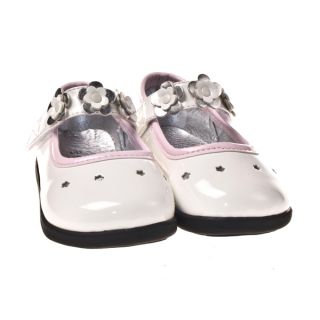 Little Blue Lamb Girls Pink White Glossy Leather Flowers Shoes Sz 6 10