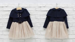 New Kids Toddlers Girls Strip Princess Cappa Long Sleeve Tutu Dress sz2 7Y