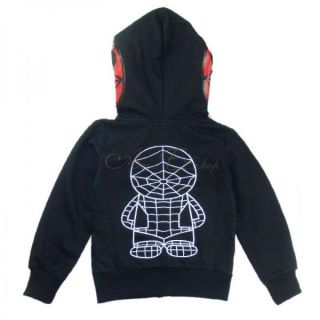 New Boys Kid Spiderman Top Coat Hoodies Full Zipper Mask Outwear Jacket Sz 2 7 Y