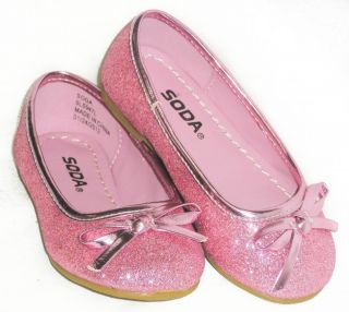 Glitter Sparkle Kids Girls Ballet Flats Casual or Pageant Dress Shoes