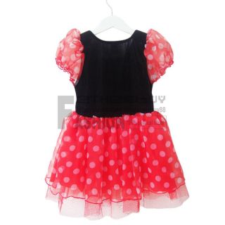 Girl Minnie Mouse Polka Dots Short Sleeve Casual Dress 3T Clothing Party Costume