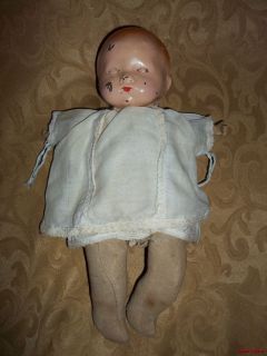 13 14" Tin Metal Head Baby Doll in Original Clothes