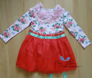 New Kids Clothing Cute Girls Floral Pattern Top and Tulle Bottom Dresses AGE2 7Y
