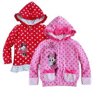 Minnie Mouse Girls Polka Dots Hooded Top T Shirt Thin Jacket Coat Costume 2T 6