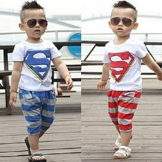 "Super" Pattern Shirts T Shirts Tops Boys Kids Baby Sportwear Clothing New 1 6Y