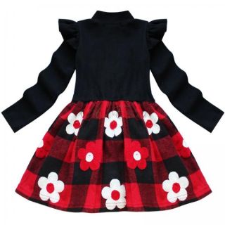 Girls Kids Pearls Flowers Tutu Plaids Skirt Dress Party Costume Outfit Sz 3T 7