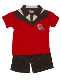Baby Boy 12M Red Brown Polo Shirt Shorts Set New Teddy Boom B 26 Play Off