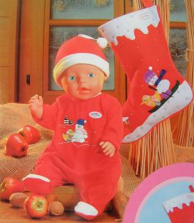 Zapf Baby Born Boy Girl Doll s Christmas Clothing Set Santa Hat Stocking Romper