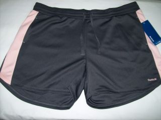 Reebok Ladies Womens Grey Pink Workout Athletic Running Shorts 32 Sz Large
