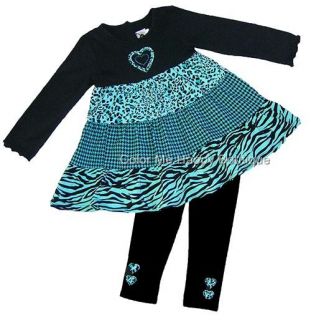 New Baby Girls Turquoise Zebra Leggings Clothes 2T $34