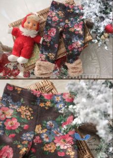 Fashion Girls Floral Design Leggings Winter Thick Leggings Tight Pants size2 7Y