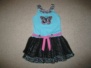 New "Zebra Teal Glam" Tutu Dress Girls Clothes 6 Spring Summer Boutique Kids