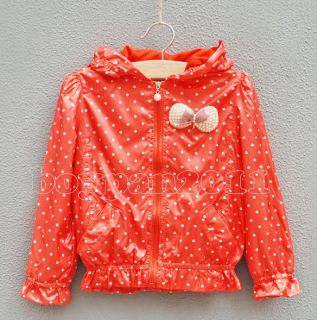 New Kids Toddlers Girls Lovely Dots Long Sleeve Rain Proof AGE3 7Y Coats Jackets