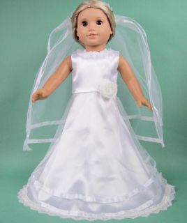 Doll Clothes Fits 18'' American Girl Handmade Wedding Dress Gown B18