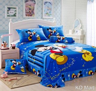 New Kids Boys "Mickey Mouse"Single Twin Bed Quilt Cover 4pcs Cotton Set 1 5M 2M