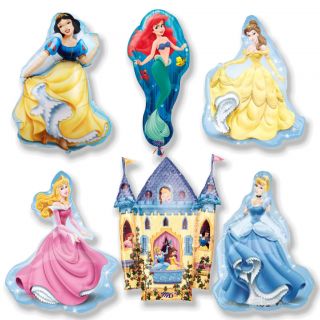 Disney Princesses Jumbo Balloons Bouquet Lot Castle Snow White Ariel Aurora More