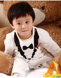 Boy Baby Kids Suit Tuxedo Set Romper Pants Bowtie Outfit Jumpsuit 0 24M