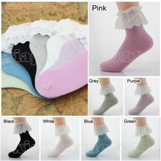 New Fashion Women's Ladies Princes Vintage Cotton Lace Ruffle Frilly Ankle Socks