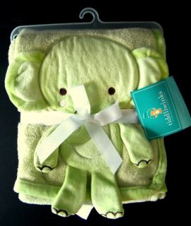 New Tiddliwinks Green Elephant Applique Baby Security Blanket Boa Plush Boy Girl