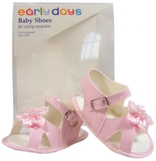 New Baby Girls Infants Pink Early Days Wedding Shoes Summer Sandals Size 0 1 2 3