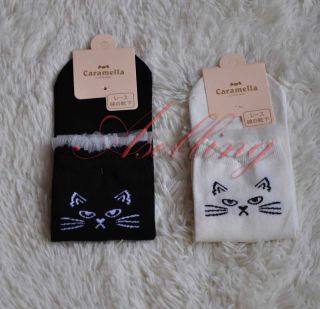 2 Pairs Hot Women Girls Lace Ruffle Cotton Ankle Socks Lovely Cat Boot Stockings
