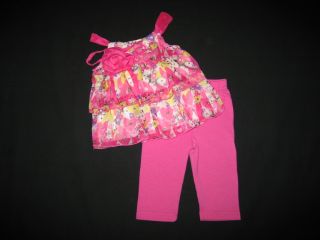 New "Rosette Meadow" Capri Pink Girls Clothes 12M Spring Summer Boutique Baby