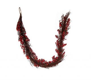 6' Battery Operated Pre Lit LED Cranberry Twig Garland