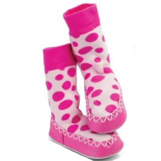 Mocc Ons Baby Toddler Slipper Socks Pink Spots