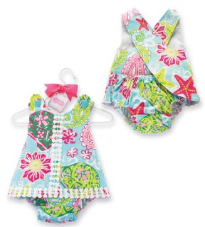 Mud Pie Baby Pinafore Bloomer Set 351107 18 Lily Pad Collection