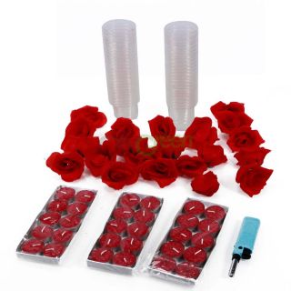 New Romantic Valentine and Wedding Party Candles and Rose Flower Petals Set