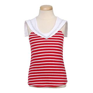 Lipstik Toddler Girls Red Stripe Sailor Collar Shirt 3T
