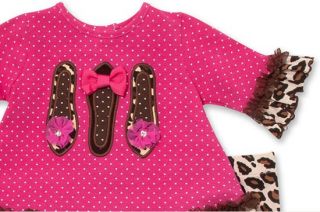New Baby Girls Boutique Peaches N Cream Sz 12M Leopard Shoes Dress Set Clothes