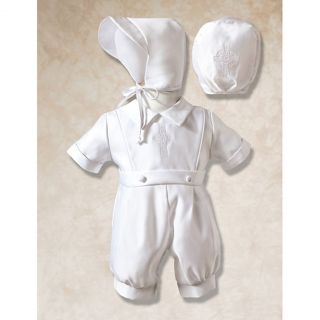 Corrine Company Baby Boys Size 6 9M White Cross Romper Outfit Baptism