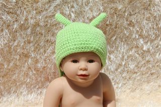 New Handmade Cotton Newborn Baby Crochet Knit Snail Beanie Hat Green Hot Pink